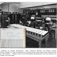"Index workers" in 1938, plus a paper form used to computerize molecular identity