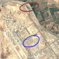 A screenshot of an aerial view of Joint Base Balad with annotated portions